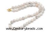 GMN7616 18 - 36 inches 8mm, 10mm matte white crazy lace agate beaded necklaces