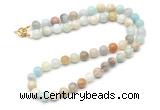 GMN7703 18 - 36 inches 8mm, 10mm round amazonite beaded necklaces