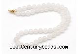 GMN7707 18 - 36 inches 8mm, 10mm round white jade beaded necklaces