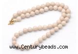 GMN7770 18 - 36 inches 8mm, 10mm round white fossil jasper beaded necklaces