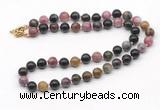 GMN7811 18 - 36 inches 8mm, 10mm round tourmaline beaded necklaces