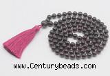 GMN786 Hand-knotted 8mm, 10mm garnet 108 beads mala necklace with tassel