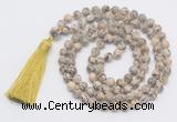 GMN819 Hand-knotted 8mm, 10mm feldspar 108 beads mala necklace with tassel