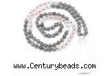 GMN8585 8mm, 10mm labradorite, rose quartz & white moonstone 108 beads mala necklace with tassel