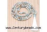 GMN8703 Hand-Knotted 8mm, 10mm Matte Colorful Amazonite 108 Beads Mala Necklace