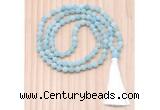 GMN8704 Hand-Knotted 8mm, 10mm Matte Amazonite 108 Beads Mala Necklace