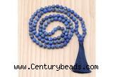 GMN8726 Hand-Knotted 8mm, 10mm Matte Lapis Lazuli 108 Beads Mala Necklace