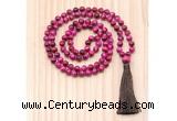 GMN8808 Hand-Knotted 8mm, 10mm Red Tiger Eye 108 Beads Mala Necklace