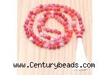 GMN8820 Hand-Knotted 8mm, 10mm Red Banded Agate 108 Beads Mala Necklace