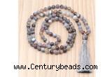 GMN8833 Hand-Knotted 8mm, 10mm Botswana Agate 108 Beads Mala Necklace