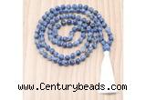 GMN8841 Hand-Knotted 8mm, 10mm Blue Spot Stone 108 Beads Mala Necklace