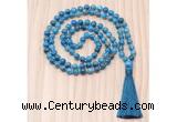 GMN8846 Hand-Knotted 8mm, 10mm Apatite 108 Beads Mala Necklace