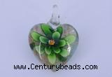 LP06 15*30*40mm heart inner flower lampwork glass pendants