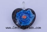 LP15 15*30*38mm heart inner flower lampwork glass pendants