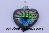 LP22 15*36*44mm heart inner flower lampwork glass pendants