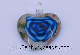 LP27 12*38*43mm heart inner flower lampwork glass pendants