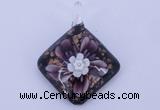 LP58 12*38*48mm diamond inner flower lampwork glass pendants