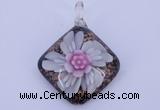 LP60 12*38*48mm diamond inner flower lampwork glass pendants