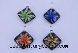 LP69 15*35*40mm diamond inner flower lampwork glass pendants