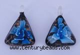 LP71 11*32*44mm triangle inner flower lampwork glass pendants