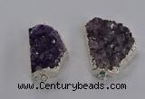 NGC1435 20*25mm - 25*30mm freeform druzy amethyst connectors