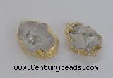 NGC267 35*45mm - 40*50mm freeform plated druzy agate connectors