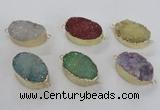 NGC476 20*30mm oval druzy agate gemstone connectors wholesale