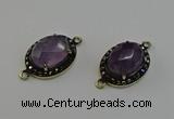 NGC5127 16*20mm oval amethyst gemstone connectors wholesale