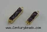 NGC5265 8*25mm - 10*32mm rectangle druzy amethyst connectors