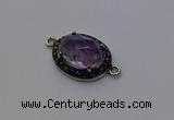 NGC5527 16*20mm oval light amethyst connectors wholesale