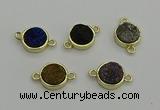 NGC5786 12mm coin plated druzy agate connectors wholesale