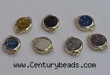 NGC5832 15mm coin plated druzy agate connectors wholesale