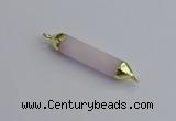 NGC5942 8*40mm tube rose quartz connectors wholesale