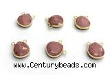 NGC7069 14mm faceted flat teardrop pink wooden jasper connectors