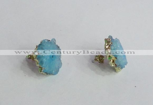 NGE142 12*14mm - 15*18mm freeform druzy agate gemstone earrings