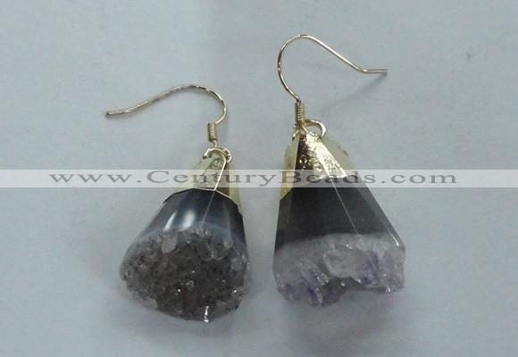 NGE21 16*22mm - 18*25mm freeform druzy amethyst earrings wholesale