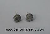 NGE215 8mm coin druzy agate gemstone earrings wholesale