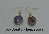 NGE259 13*18mm - 15*20mm freeform druzy agate earrings