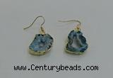 NGE261 13*18mm - 15*20mm freeform druzy agate earrings