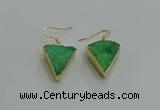 NGE270 18*22mm - 20*22mm triangle druzy agate earrings