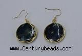 NGE275 25mm flat round agate gemstone earrings wholeasle