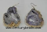 NGE29 30*35mm - 35*40mm freeform plated druzy agate earrings