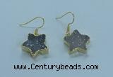 NGE345 14mm - 16mm star druzy agate earrings wholesale