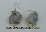 NGE35 20*25mm - 25*30mm freeform plated druzy agate earrings