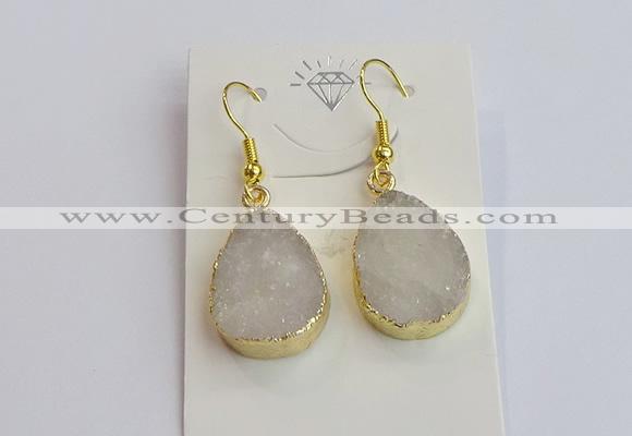 NGE400 15*20mm teardrop druzy agate gemstone earrings wholesale