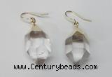 NGE43 12*20mm - 15*25mm faceted nuggets white crystal earrings