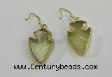 NGE5001 16*20mm - 18*25mm arrowhead lemon quartz earrings