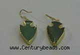 NGE5003 16*20mm - 18*25mm arrowhead green aventurine earrings