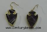 NGE5004 18*25mm - 20*30mm arrowhead amethyst earrings