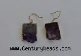 NGE5025 15*16mm - 15*20mm freeform druzy amethyst earrings